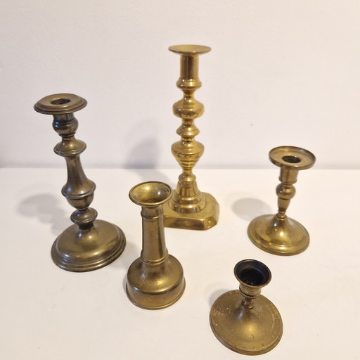 Set of vintage candlesticks brass copper