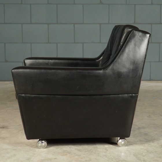 Image 1 of Fauteuil en cuir vintage - noir - années 1970