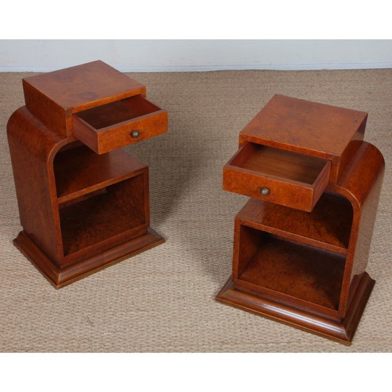 Image 1 of Pair of bedside tables in burr wood from the 1930s