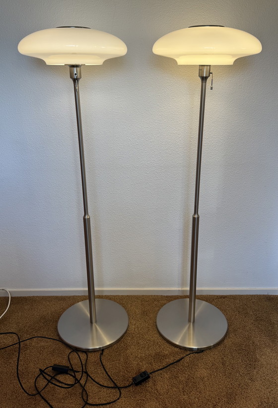 Image 1 of IKEA TALLBYN Design-Stehleuchte (2) | gebürstetes Chrom | Kabeldimmer (zusätzlich) | ca. 2000–2010