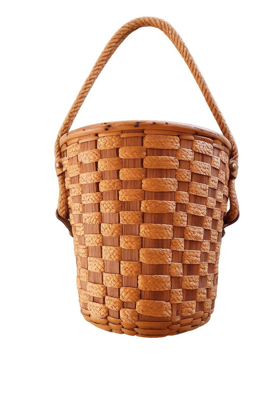 Image 1 of Hanging rattan and rope plant pot, 1960s