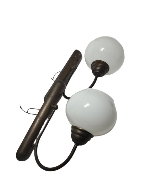Art Deco wandlamp, Polen, jaren 1950, set van 2 – Wandlampen, Glass, Metal (photo 6 of 8)