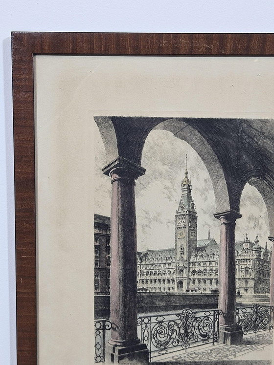 Albrecht Bruck, Stadhuis in Hamburg, Ets – Giclée Prints, Wood, Realisme (photo 10 of 14)