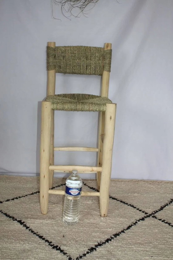 Taburete marroquí hecho a mano 100cmx35x35 – Taburetes de bar, Cuero, Madera, Bohemian (photo 5 of 8)