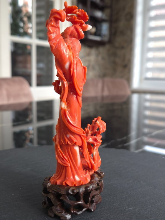 Image 1 of Corallo rosso - Scultura - Statuina cinese del XX secolo (rif. 4118)