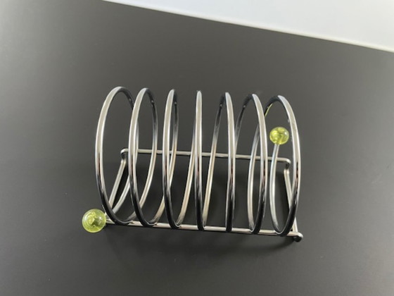 Image 1 of Porta toast cromato postmoderno vintage con dettagli al neon