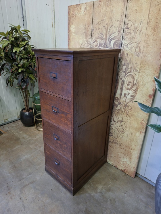 Image 1 of Antieke ladekast, archiefkast afm. 49x65cm en 137cm hoog.