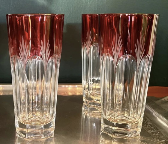 Image 1 of French Art Deco Cut Crystal Glasses