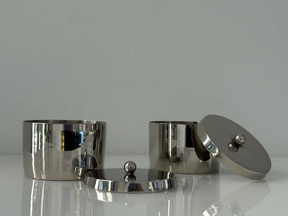 Image 1 of Ensemble de deux boîtes rondes en acier inoxydable