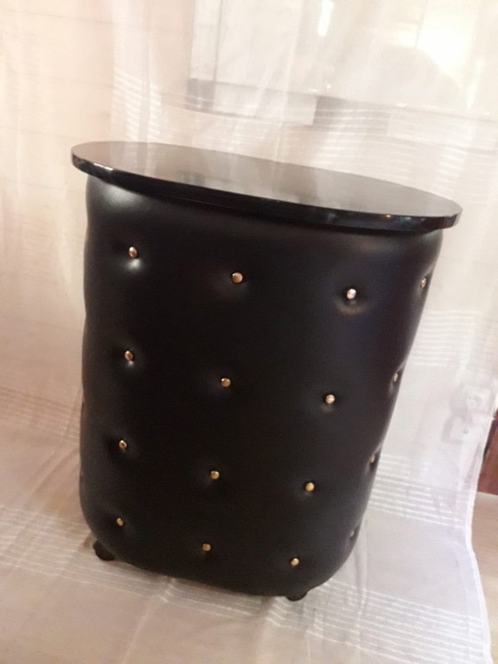 Image 1 of Faux Leather & Brass Dry Bar, France Mid 20th Century