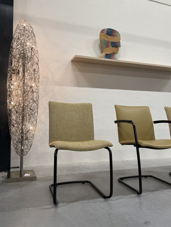 Image 1 of 6 chaises de salle à manger Leolux Freyr en tissu et cuir