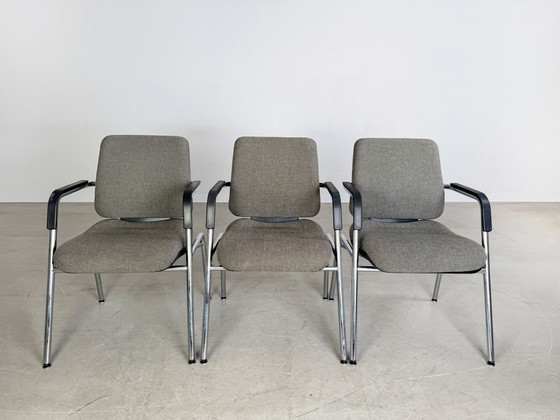 Image 1 of Lot de 3 chaises originales Drabert Chaise de conférence Accoudoirs Vintage