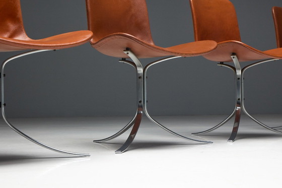 Image 1 of PK9 First Edition Esszimmerstühle von Poul Kjærholm für E. Kold Christensen, Dänemark, 1960er Jahre