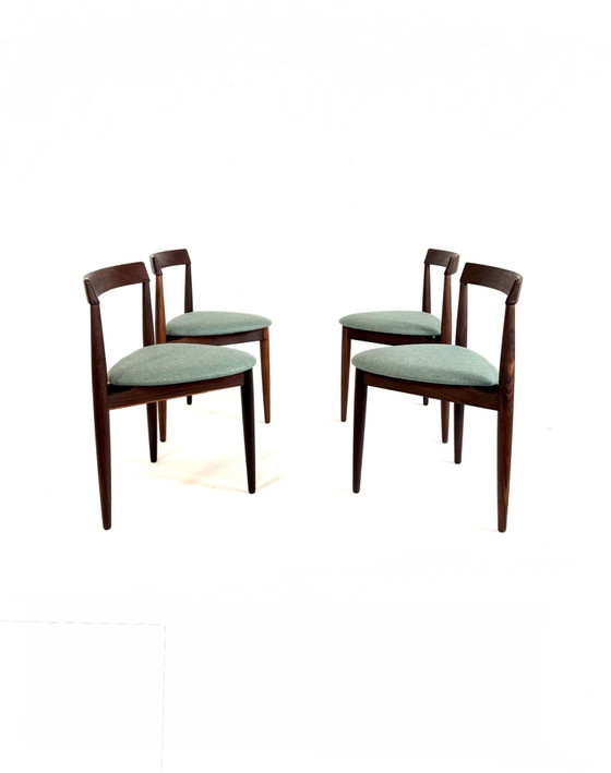 4x Restored ‘Roundette’ Dining chairs, Frem Rølje ‘60 – Wood, Wool (photo 2 of 15)