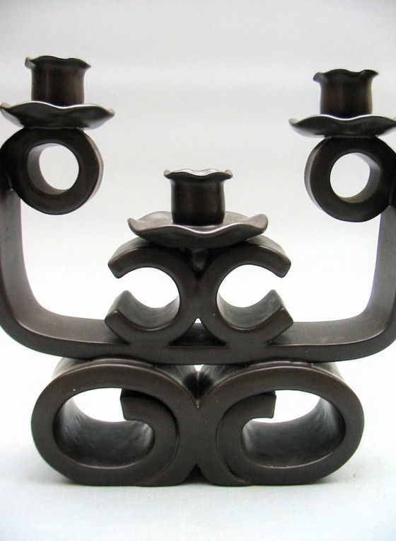 Image 1 of Zeldzame Set Monumentale Keramische Kandelaars van Louis Giraud , Vallauris - Frankrijk 1940-1950