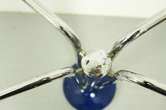 Image 1 of Vintage verchroomde consoletafel met glazen blad – modernistisch design uit de jaren 70