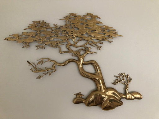 Scultura da parete in ottone bonsai