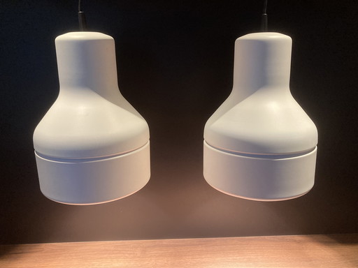 2x Philips vintage white pendant lamps 1980s
