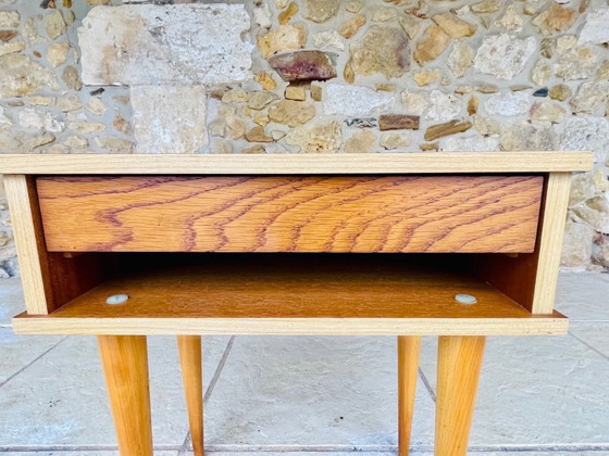 Image 1 of Mid-Century, Oak Nightstand , Circa 1960s 1970s