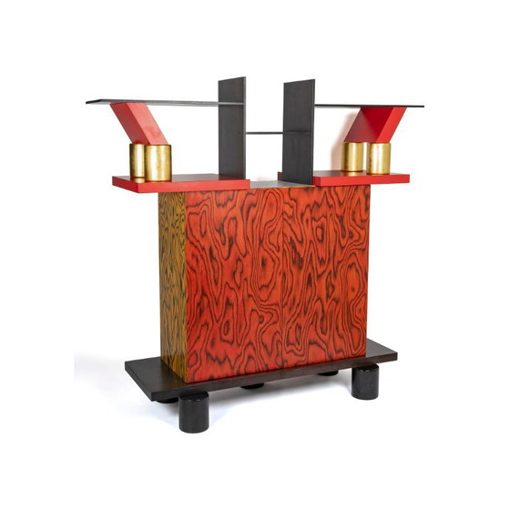 Libreria Freemont di Ettore Sottsass per Memphis Milano, 1985, Librerie, Legno, Rosso (foto 9 di 9)