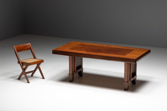 Image 1 of Art-Deco-Esstisch aus Parkett – 1930er Jahre