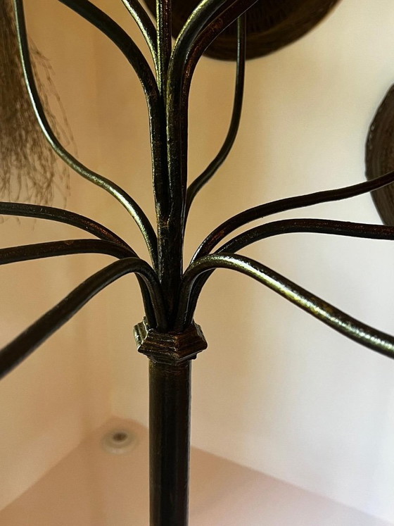 Image 1 of Thirteen-light wrought iron floor chandelier, 20th-century French folk art