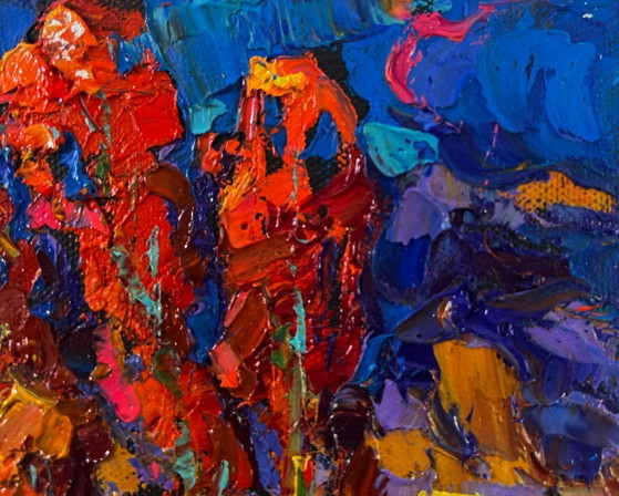 Image 1 of Original Oil Painting Autumn Night Landscape Melody of the wind and whispers