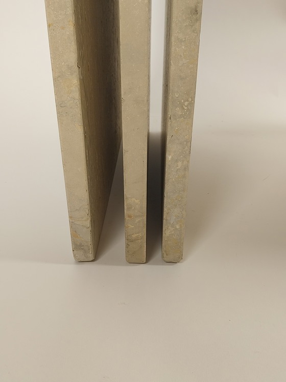 Image 1 of Set Of 3 Italian Travertine Nesting Tables, 1970s