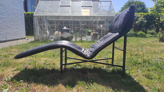 Image 1 of Vintage Skye Lounge Chair in Black Leather by Tord Björklund for Ikea, 1980s