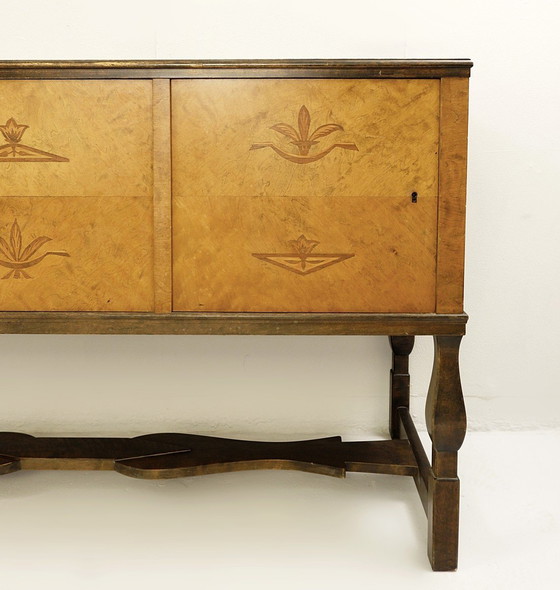 Image 1 of Swedish Birch Art Deco Intarsia Buffet ,Carl Malmsten,Haga Model 1930S