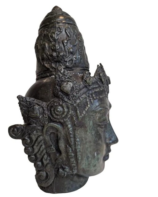 Cabeza de bronce de Vishnu con corona – Esculturas, Bronze (photo 3 of 9)