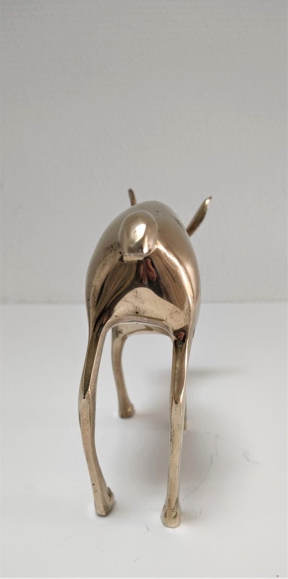 Image 1 of solid brass deer, 1980s