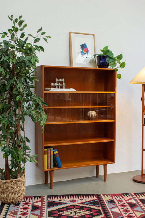 Image 1 of Vintage teakhouten vitrinekast boekenkast ladekast highboard