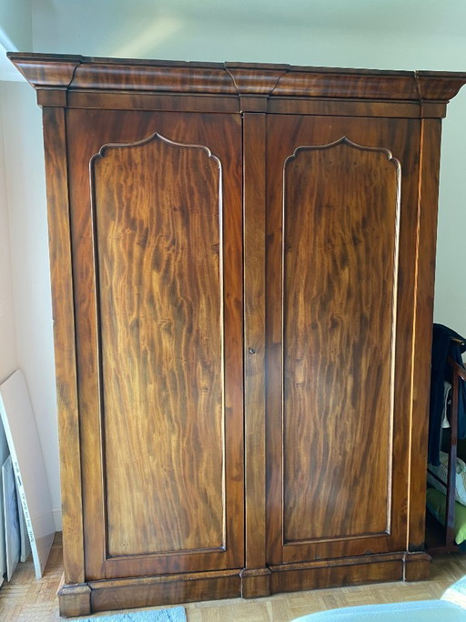 Victorian English Mahogany Wardrobe – kledingkasten, Wood, Brass (photo 2 of 9)