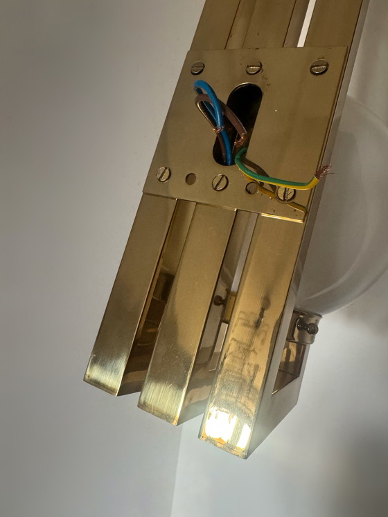 Image 1 of Opaline brass wall lights from the 1970s