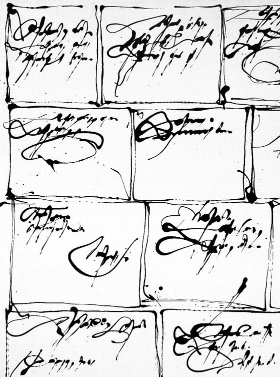 Image 1 of Robert Detheux (1932-2010) Immense painting on canvas from 1984 "Anecdotes without images" 160cm x 120cm