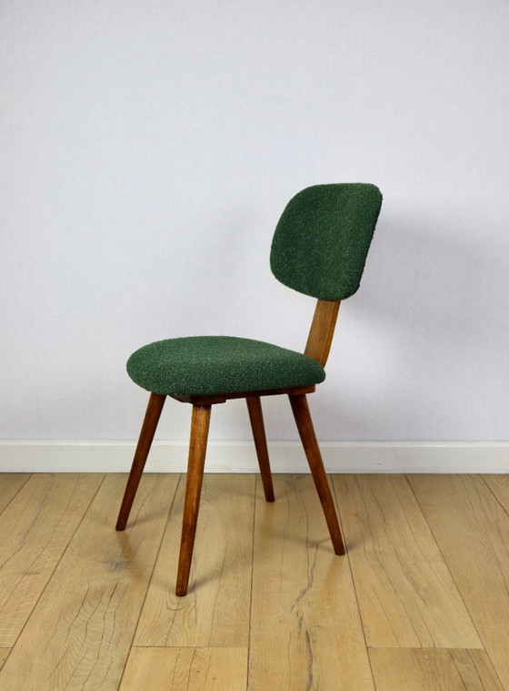 Image 1 of Vintage chair with green boucle backrest like Skoczek - set of 2 chairs