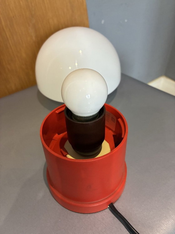 Lampada da tavolo Massive a fungo, Belgio, anni '70, Space Age, Lampade da tavolo, Plastica, Vetro, Rosso, 1970 (foto 7 di 8)