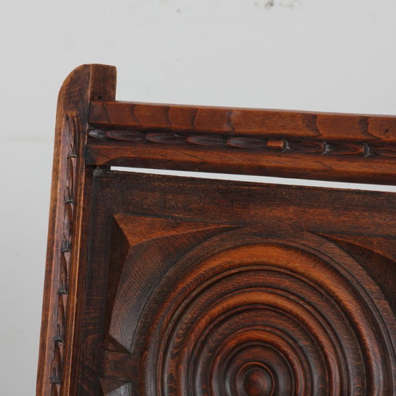 Image 1 of Juego de 6 sillas de madera maciza con asiento de paja, fabricación francesa, 1940.
