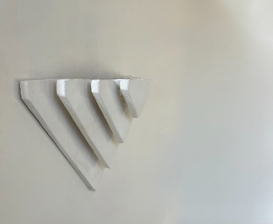 Image 1 of Applique vintage, plâtre blanc mat, France, 1970