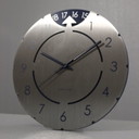 Vintage Hermle wall clock with date display in post-modern aluminum design, 1980s
