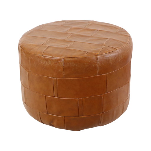 Round Brown Pouf Patchwork