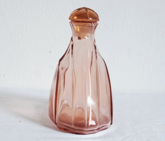 Image 1 of Vintage Art Deco Pink Rosalin Glass Decanter with Stopper | 1930s