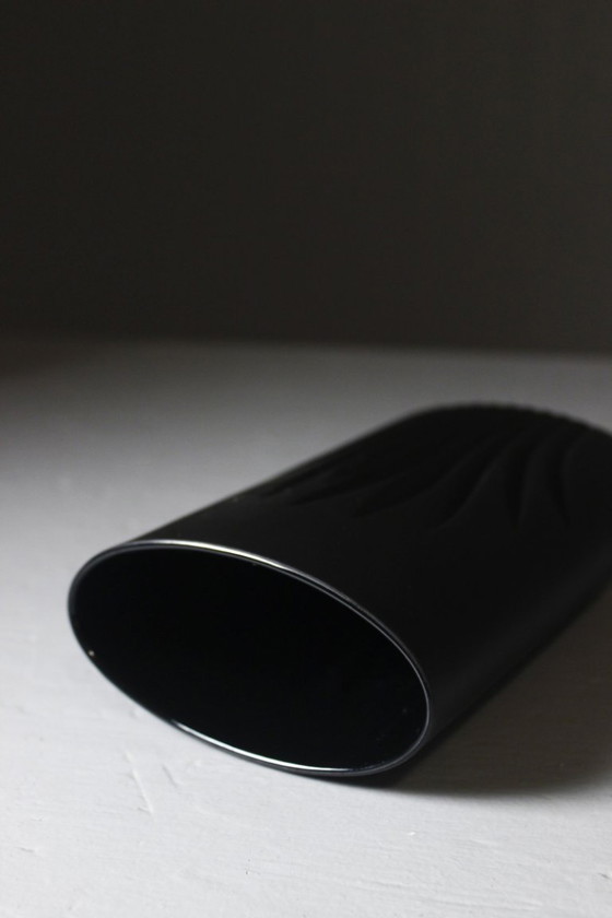 Claus Joseph Riedel & Rosenthal - Black Biscuit Porcelain Vase Op Art 1970s (photo 5 of 6)