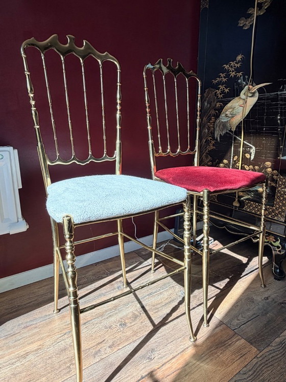 Image 1 of 2 sedie Chiavari in ottone, bianche e rosse