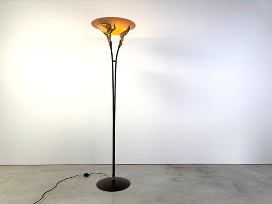 Lampada da terra stile Art Déco di Ligne D, anni '80 – Lampade da terra, Vetro, Metallo (photo 9 of 15)