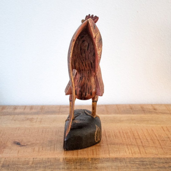 Image 1 of Gallo vintage in legno intagliato e dipinto a mano