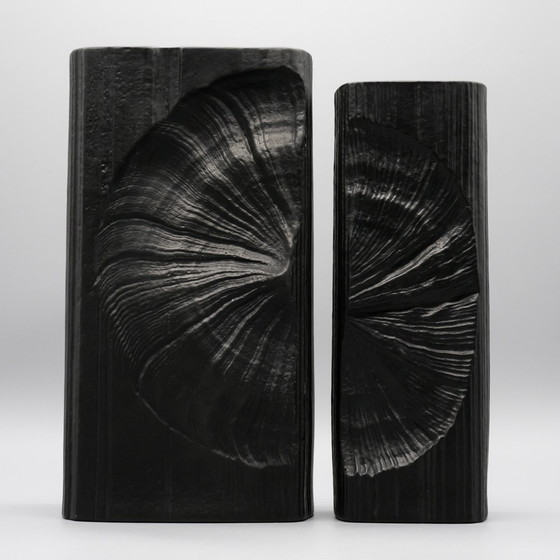 Image 1 of Martin Freyer Rosenthal Studio Line Brutalist Bisque Porcelaine Noire Vase Duo