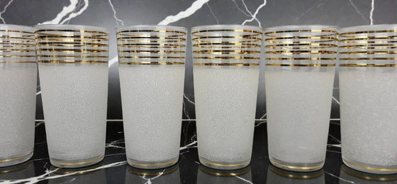 6 bicchieri da acqua / bicchieri da aranciata satinati – Bicchieri e caraffe, Cristallo, Vetro, Vintage (photo 3 of 6)