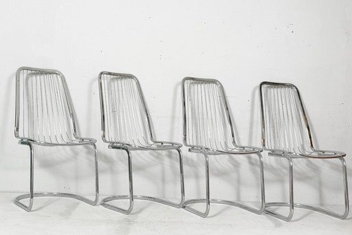 4 sillas voladizas de Gastone Rinaldi, Italia, década de 1970.